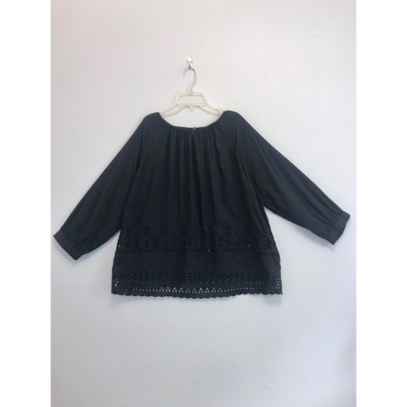 Madewell | Navy Eyelet Embroidered Boho Blouse - Picture 2 of 5